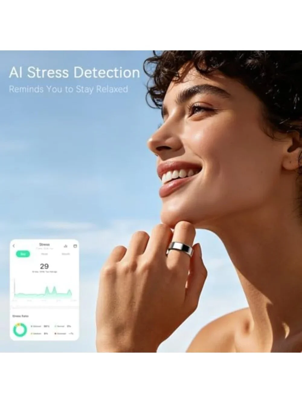 Smart Fitness Tracker Ring for Sleep Health - Stylish Silver Design for All